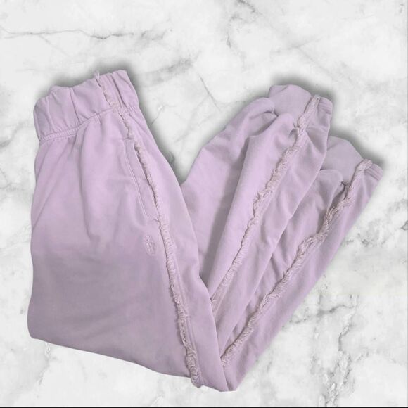 Free People Pants - Free People Pink Cotton Knit Fringe Joggers Size XS